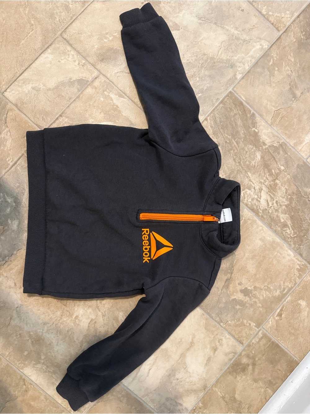 Reebok Black Sweatshirt with orange 1/2 zip & logo